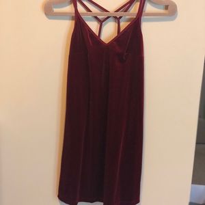 Topshop Velvet Burgundy Strappy Dress